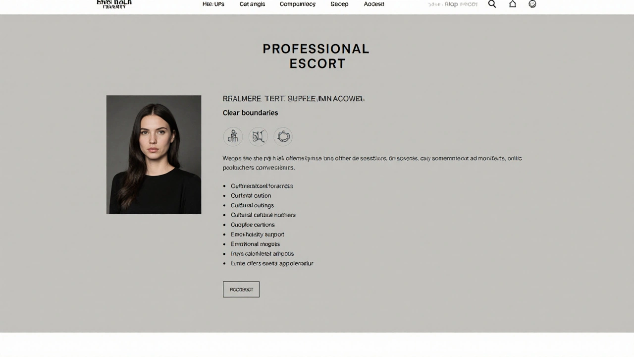 A clean, professional website profile for an independent companion in London.