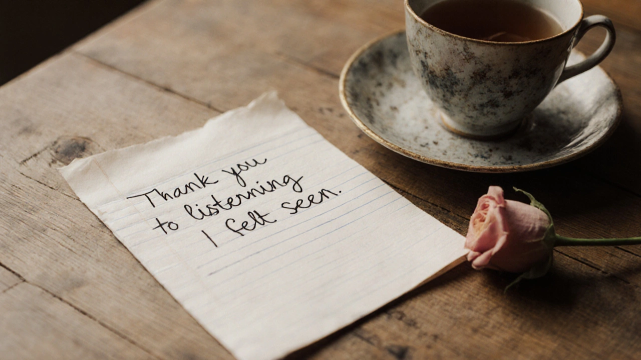 A handwritten note saying &#039;Thank you for listening. I felt seen.&#039;