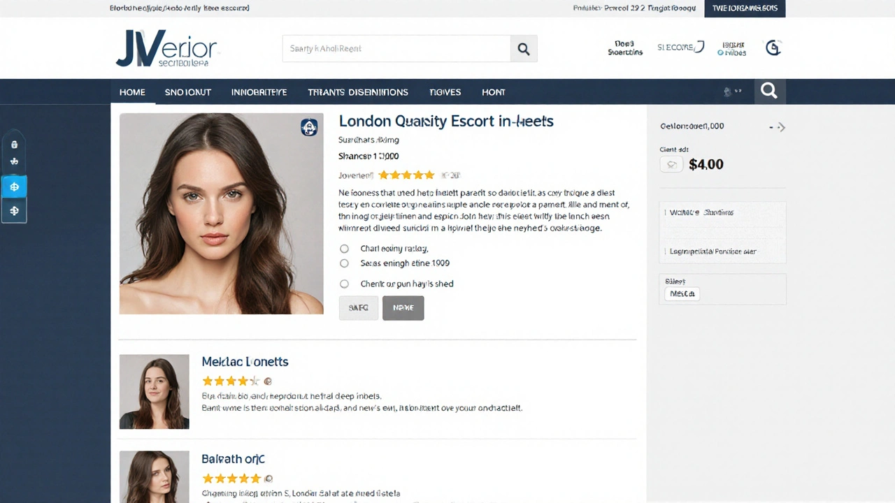 A secure website showing verified escort profiles with photos and reviews.