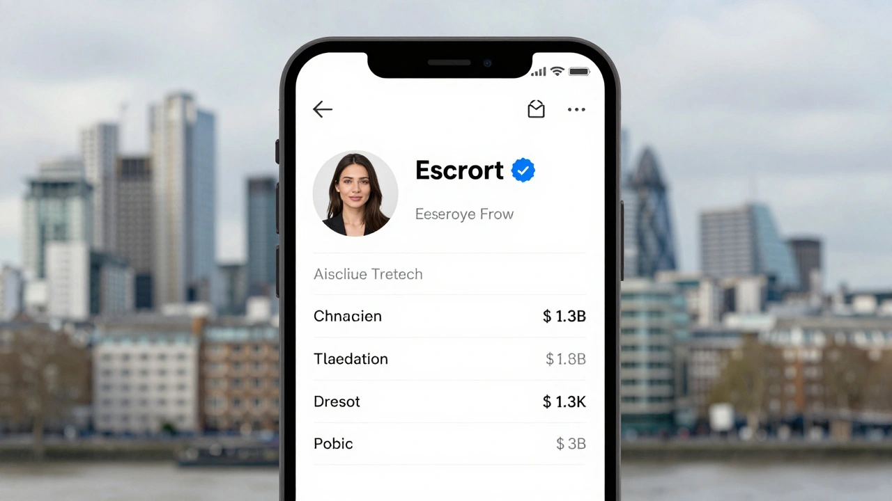 A smartphone screen showing a clean, verified escort profile with clear pricing.
