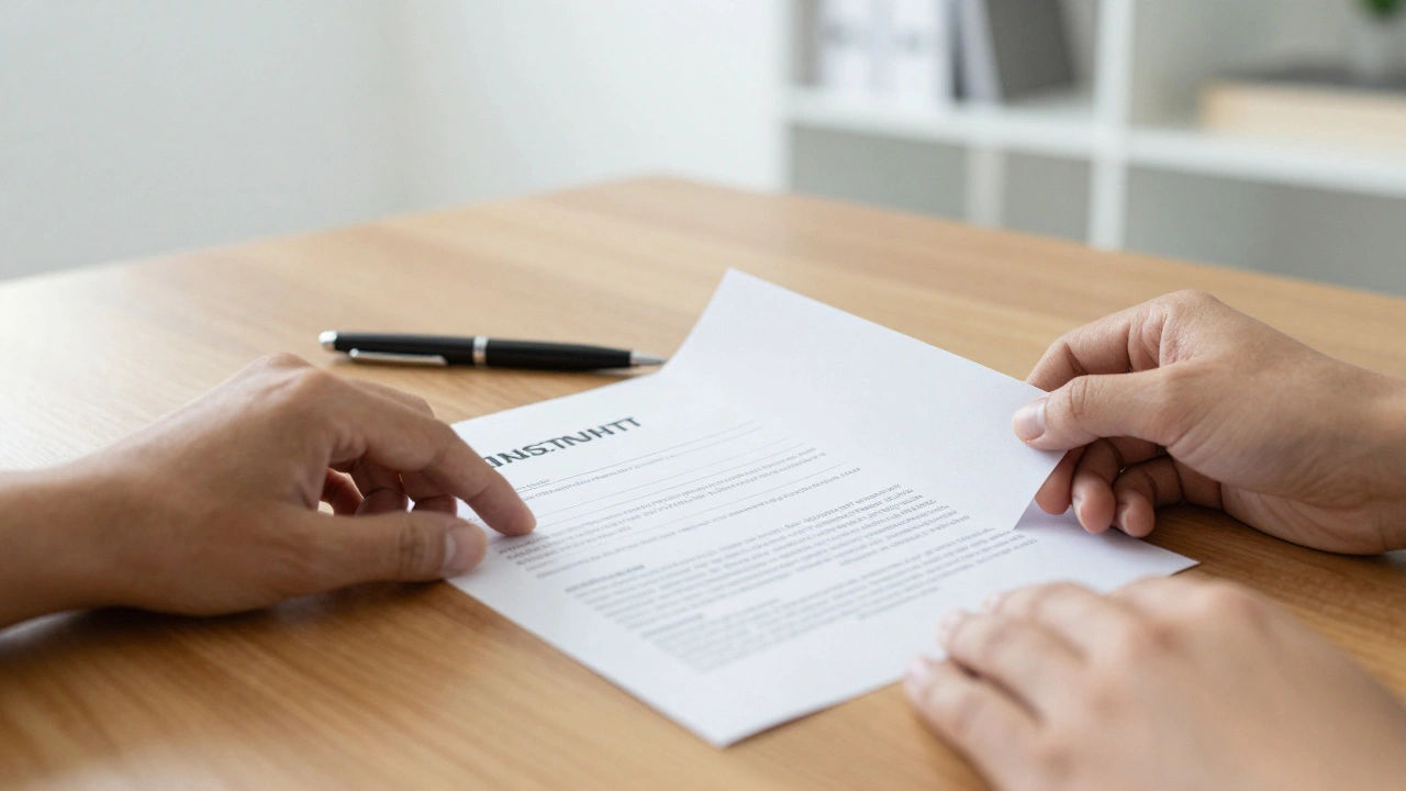 Hands holding a consent form with a pen nearby, symbolizing clear communication and boundaries.