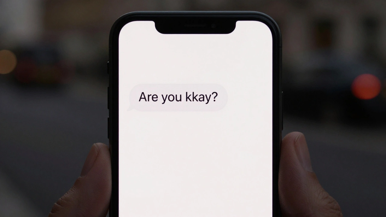 A hand holding a smartphone with an encrypted messaging app open.