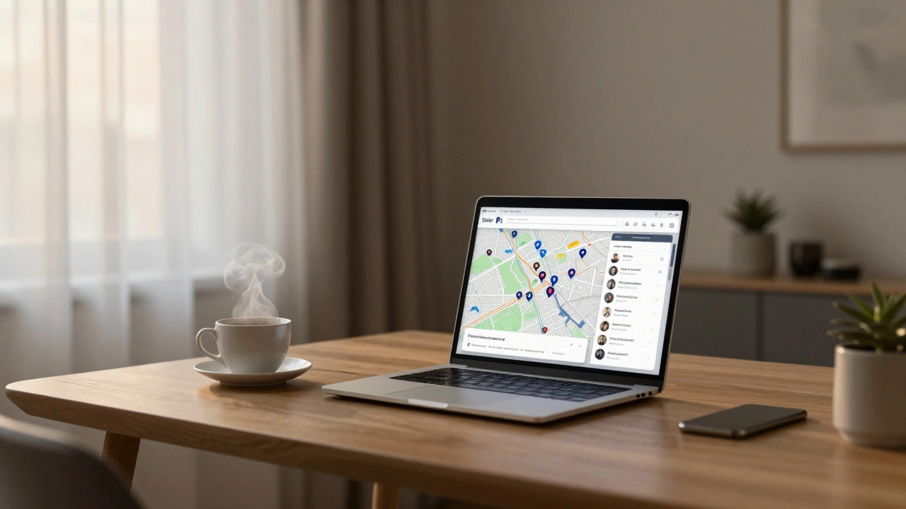 Cozy London apartment with laptop and coffee, symbolizing private and thoughtful booking.